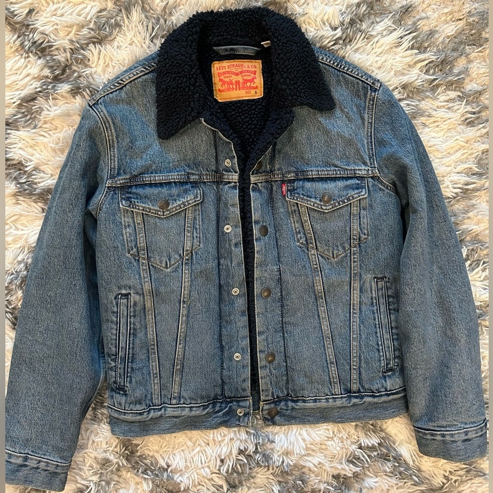 Men’s Small Blue Jean Levi Strauss & CO. Fur lined (Navy) Jacket